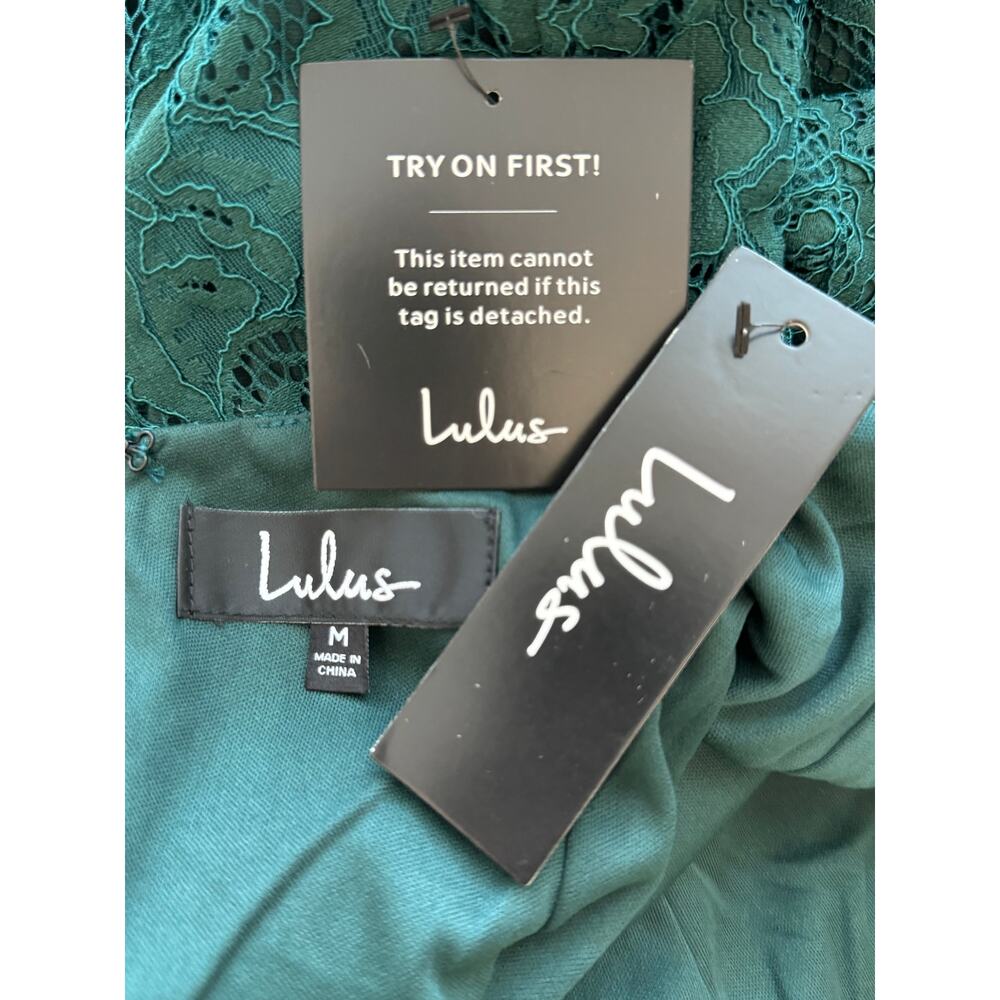 New ~ LULU'S ~ Cascading Dreams Emerald Green Lace Maxi Dress Small - Picture 8 of 9